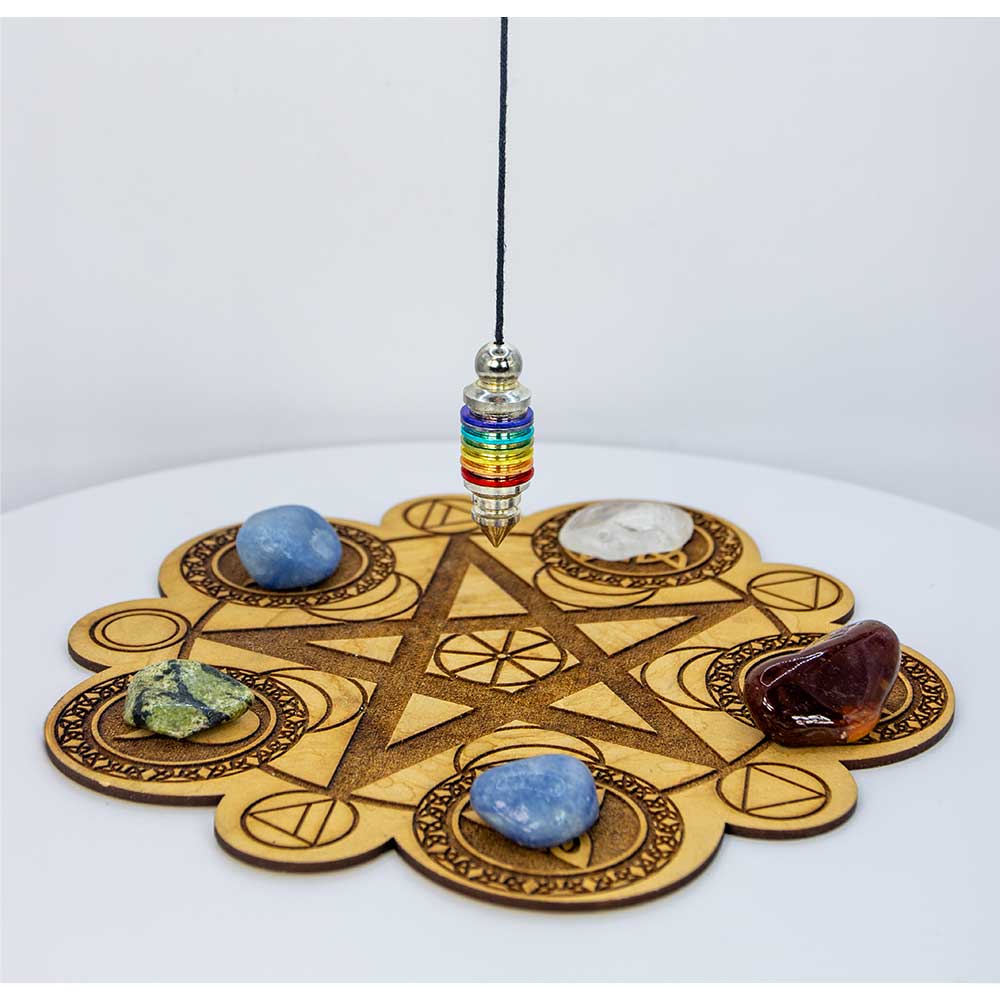 Metal Pendulum Layered Rings - 7 Chakra Silver