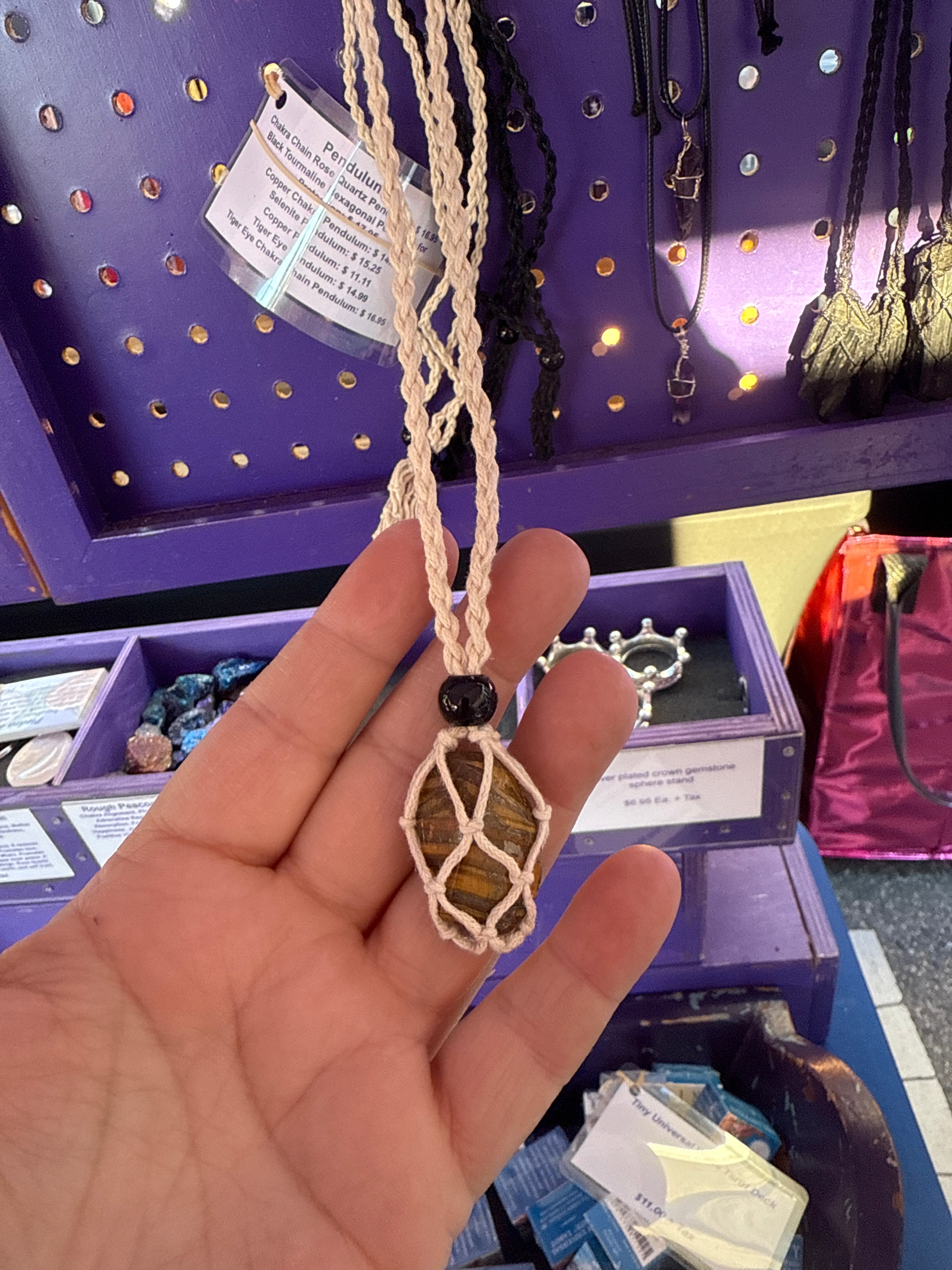 Hand woven crystal holder necklace