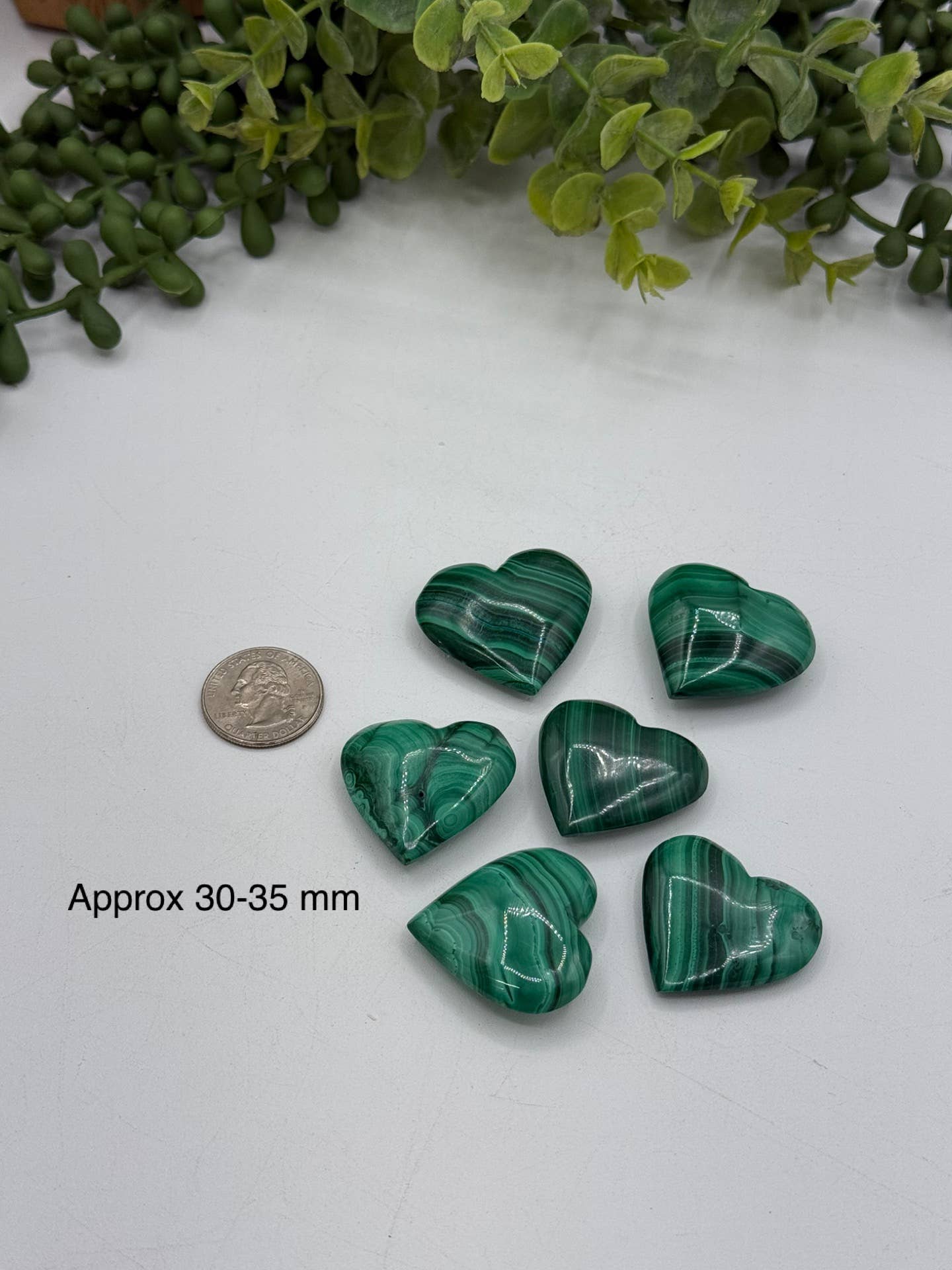 Malachite Polished Hearts