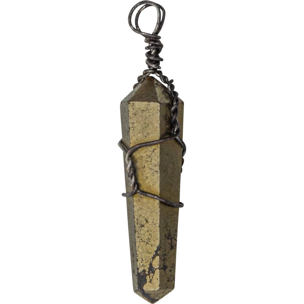 Wire Wrapped Point Pendants - Pyrite - comes with black cord