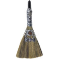 Gemstone Wicca Broom 13in - Black Obsidian w/ Silver