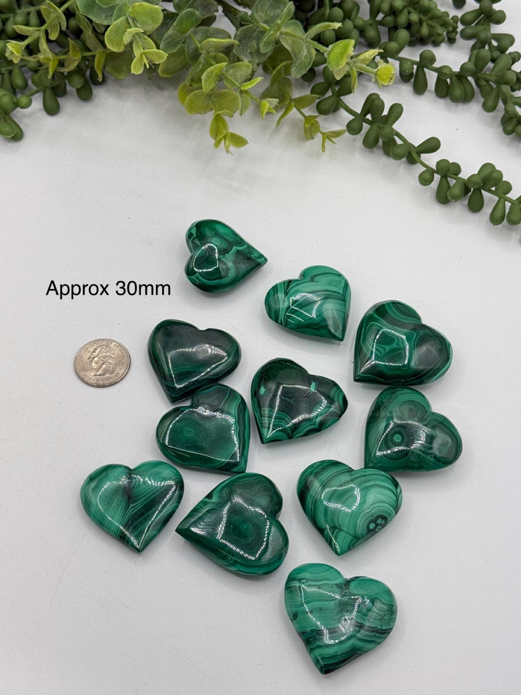 Malachite Polished Hearts