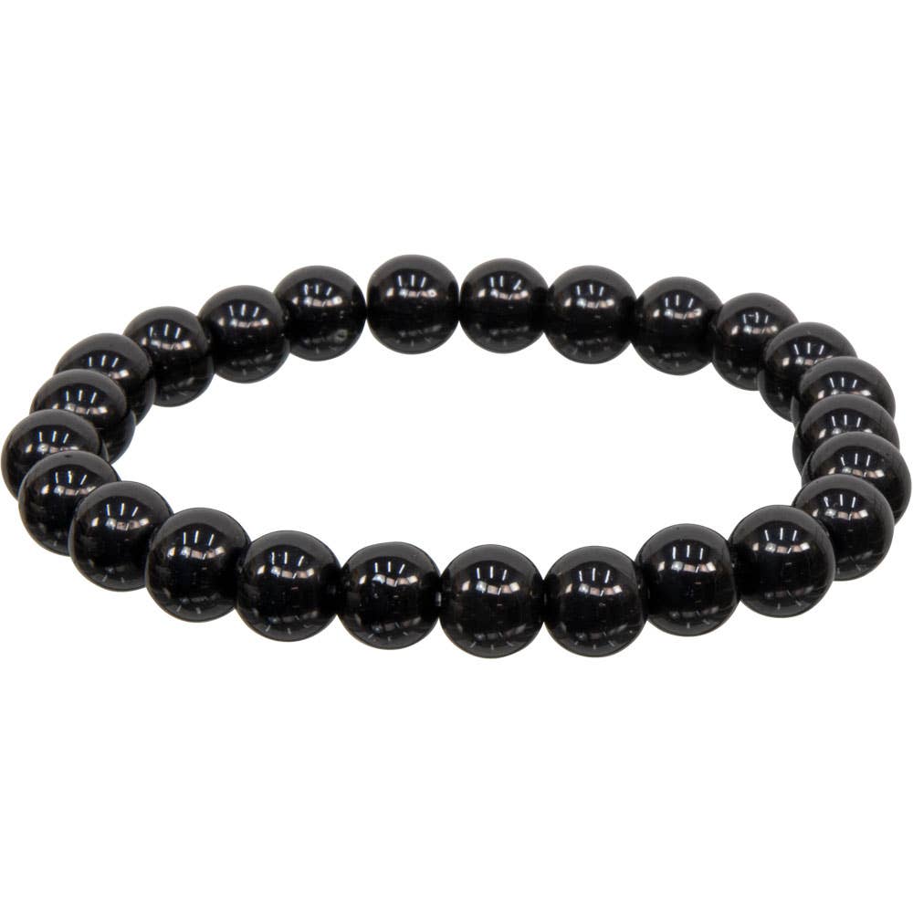 Elastic Bracelet 8mm Round Beads - Black Obsidian (Each)