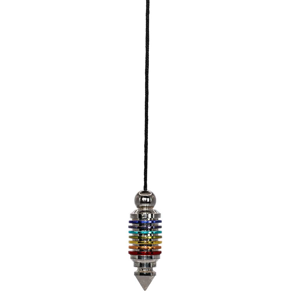 Metal Pendulum Layered Rings - 7 Chakra Silver