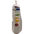 Clear Quartz Point Pendant w/ Chakra Stones - comes with black cord