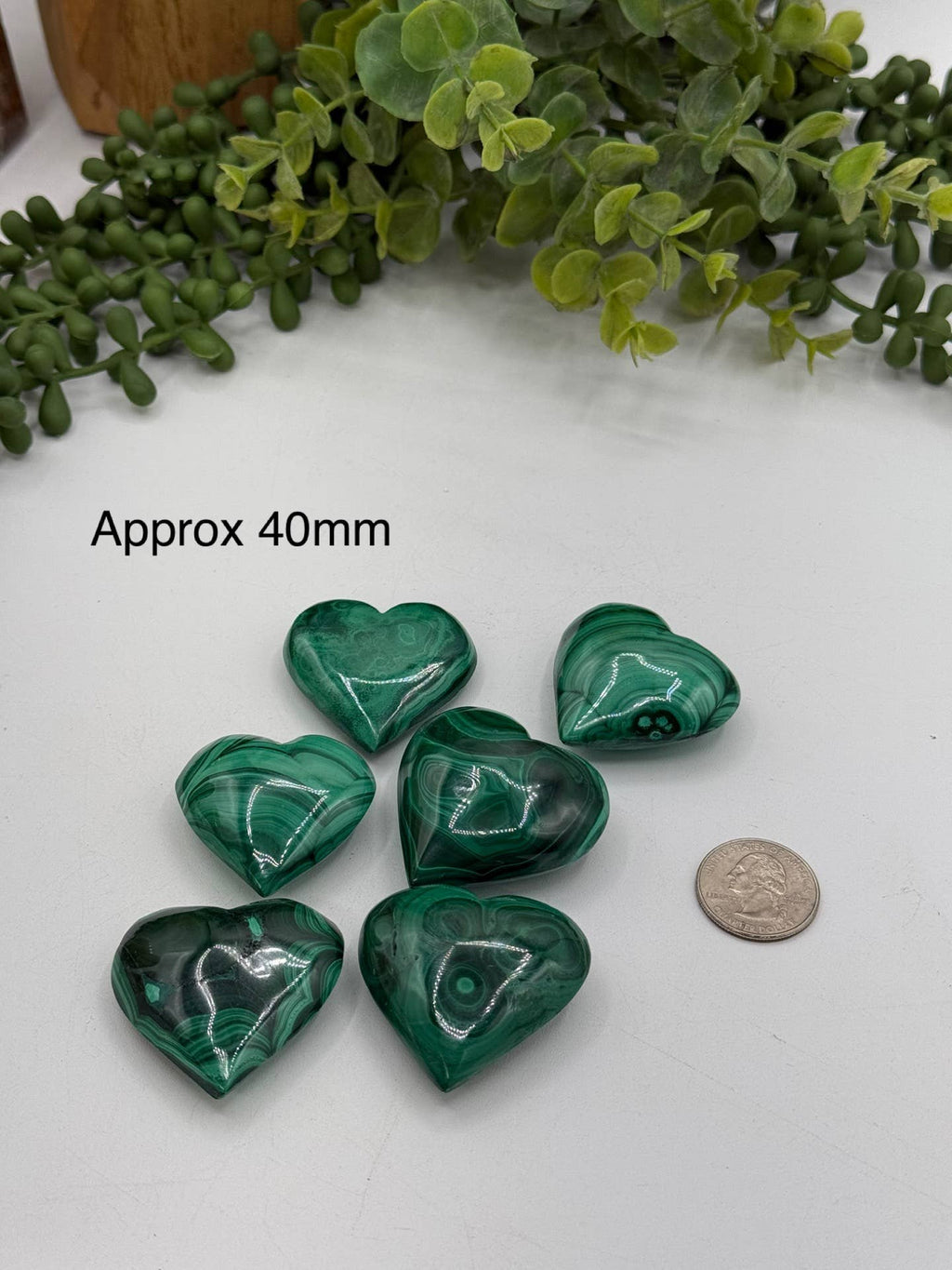Malachite Polished Hearts