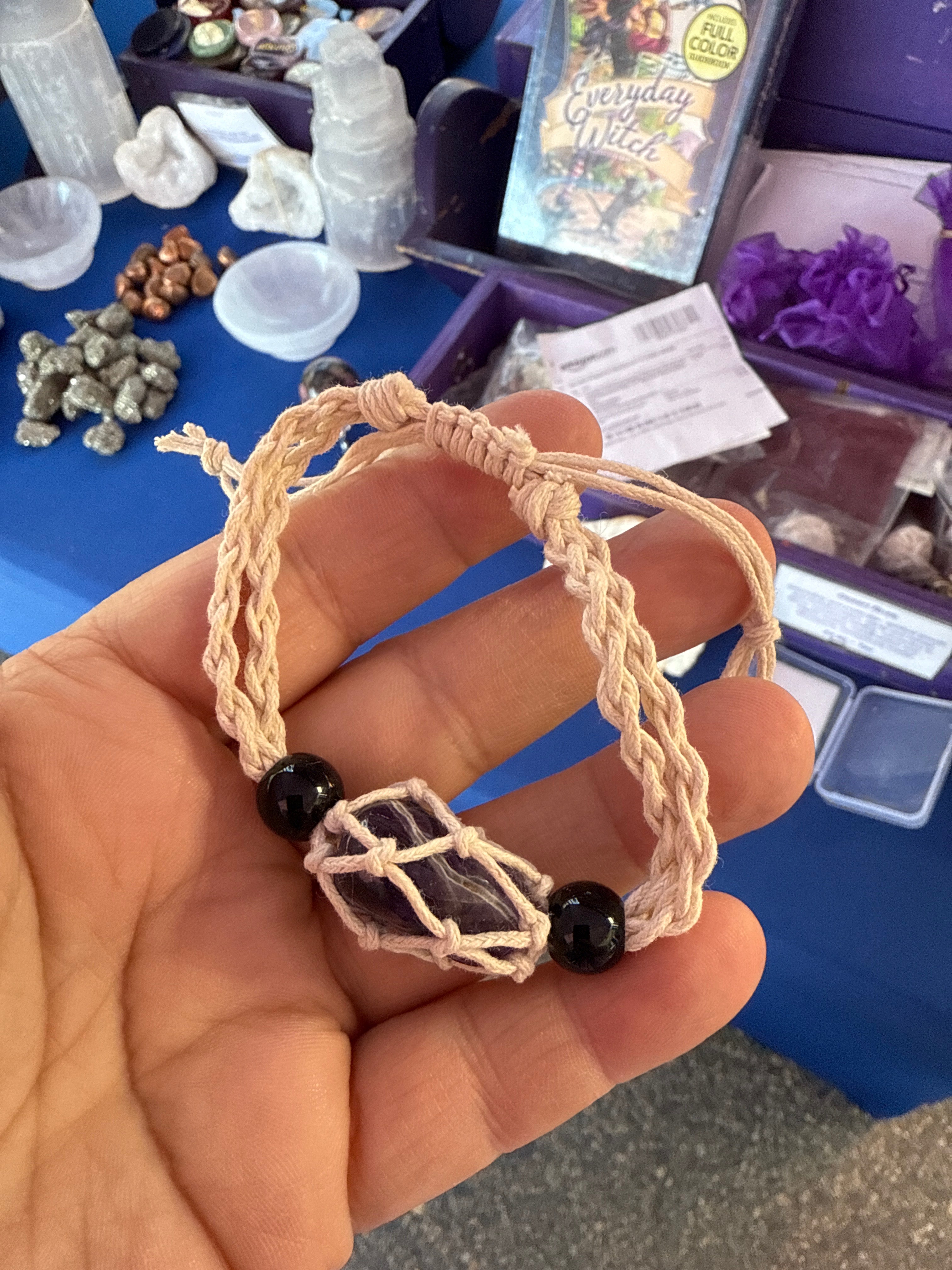 Hand woven crystal bracelet holder