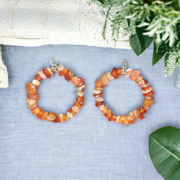 Carnelian Hoop Earrings