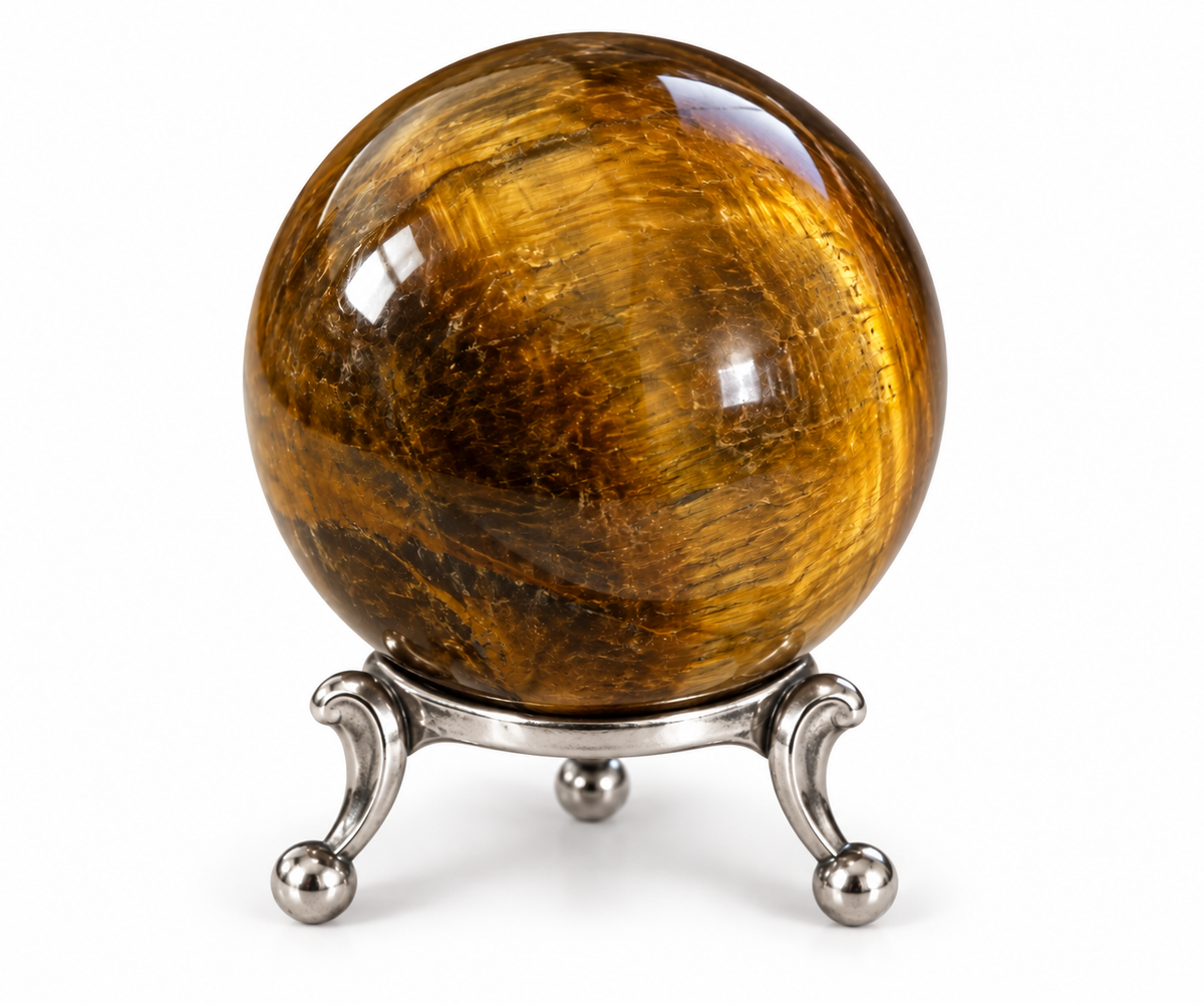 Tiger Eye Sphere With Metal Stand