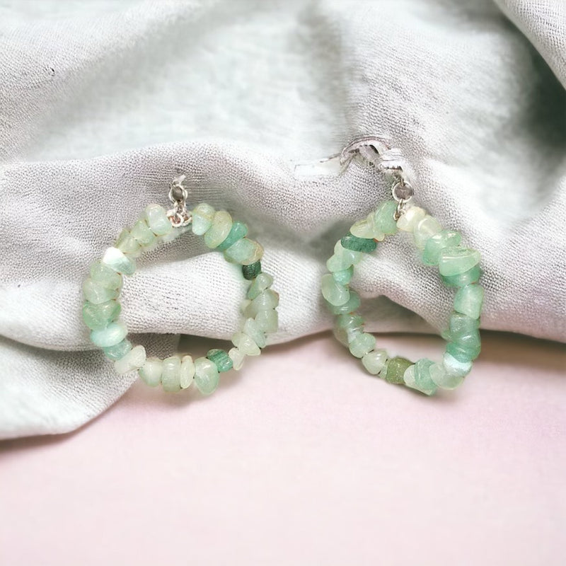 Green Aventurine Hoop Earrings