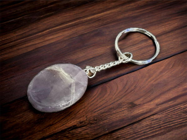 Amethyst Worry Stone Key Chain