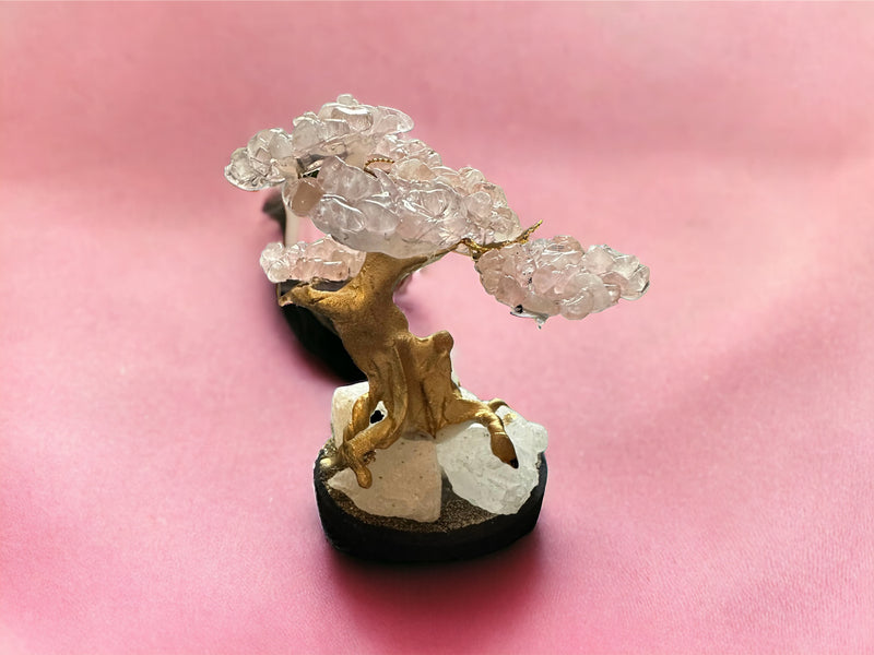 Bonsai Rose Quartz Wishing Tree