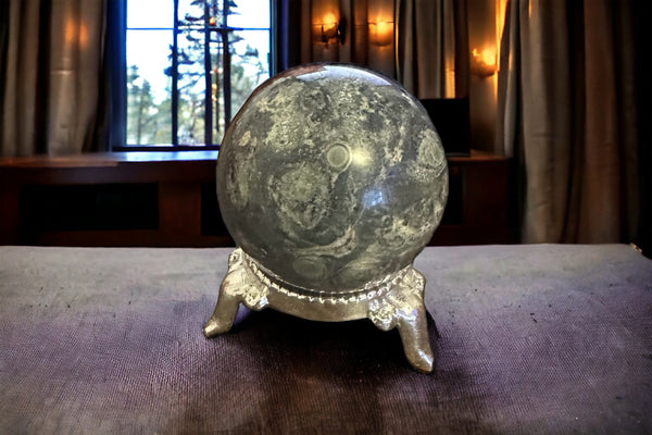 Jasper Kambaba Sphere with Metal Stand