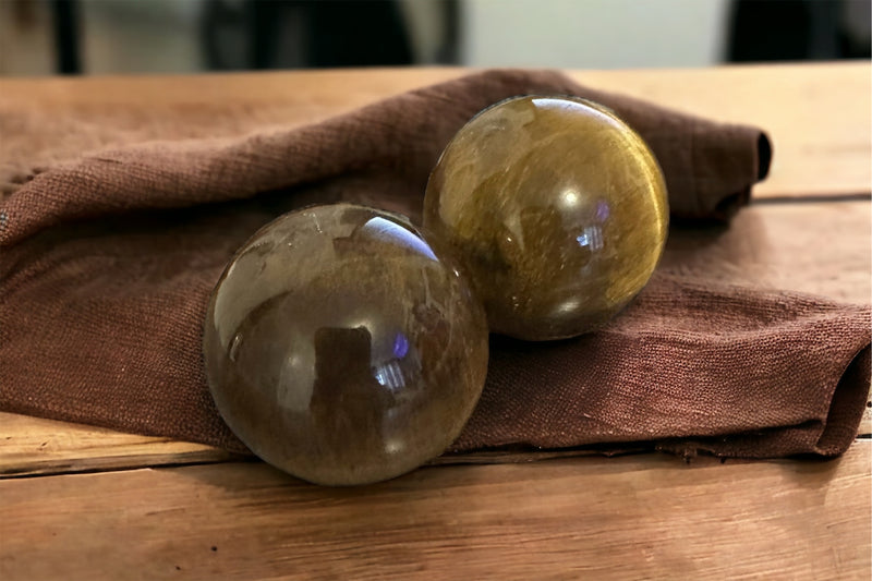 Tiger Eye Gemstone Sphere With Metal Stand