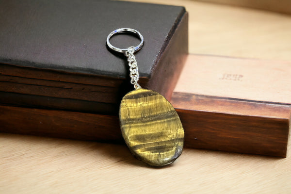 Tiger Eye Worry Stone Key Chain