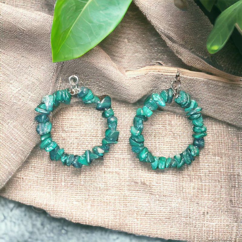 Malachite Hoop Earrings