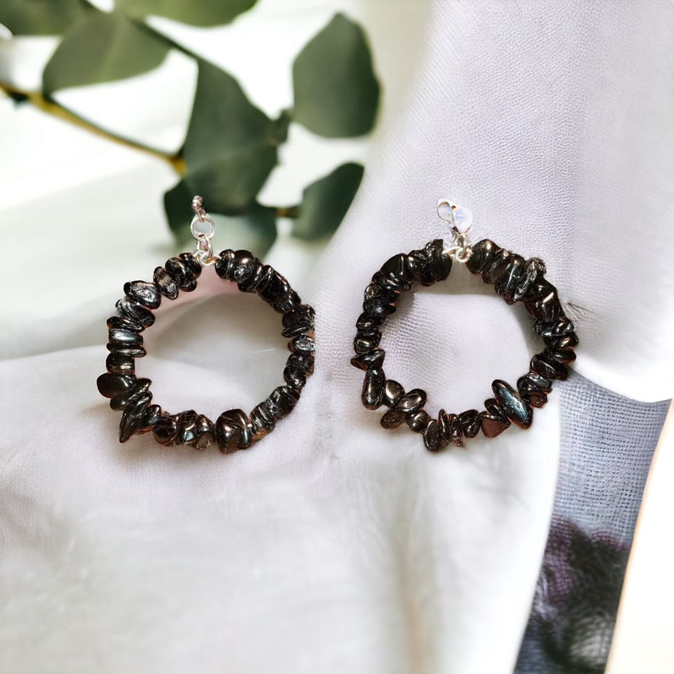 Obsidian Hoop Earrings