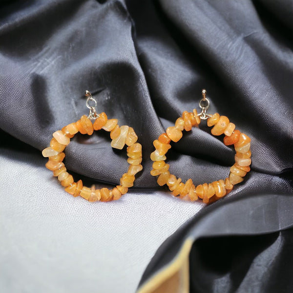 Orange Jasper Hoop Earrings