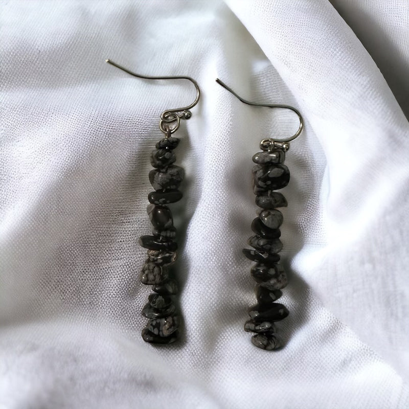 Snowflake Obsidian Earrings