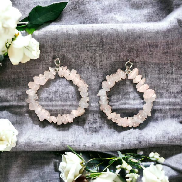 Rose Quartz Hoop Earrings