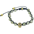 Adjustable Weave Bracelet 8mm Bead Labradorite w/Brass Skull