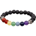 Chakra Elastic Bracelet 8mm Round Beads - Lava