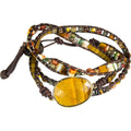 Wrap Bracelet Leather Mixed Gemstone w/ Tiger Eye