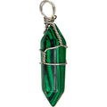 Wire Wrapped Point Pendants - Malachite
