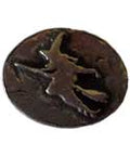 Witch On Broom Pewter Pocket Charm